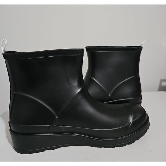 Calvin Klein Illea Rubber Boots Platform Lug Sole Womens 8 Black Rain Boot - Picture 4 of 11